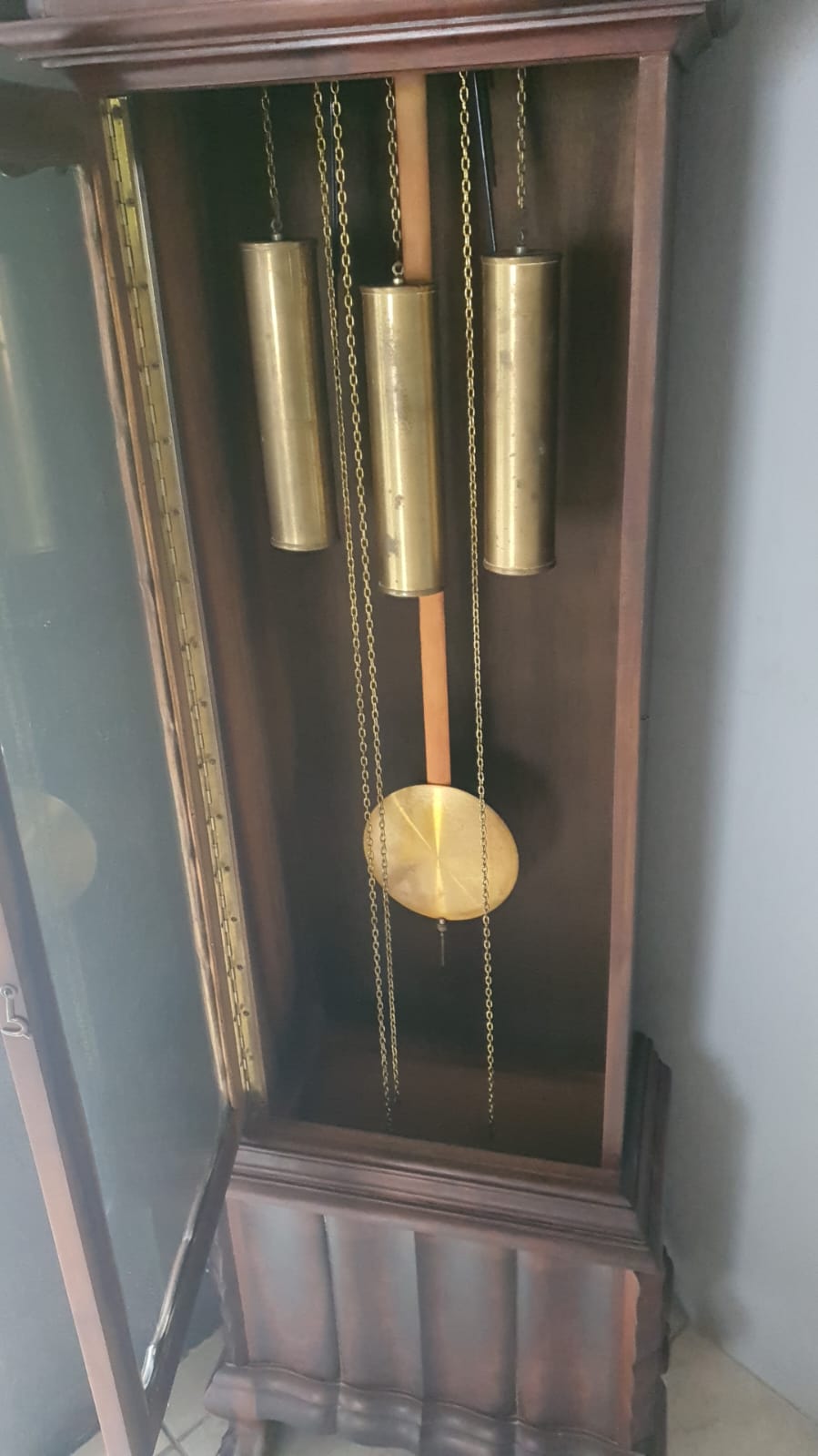 Antique German hand crafted grandfather clock.  Swarthout from Knysna