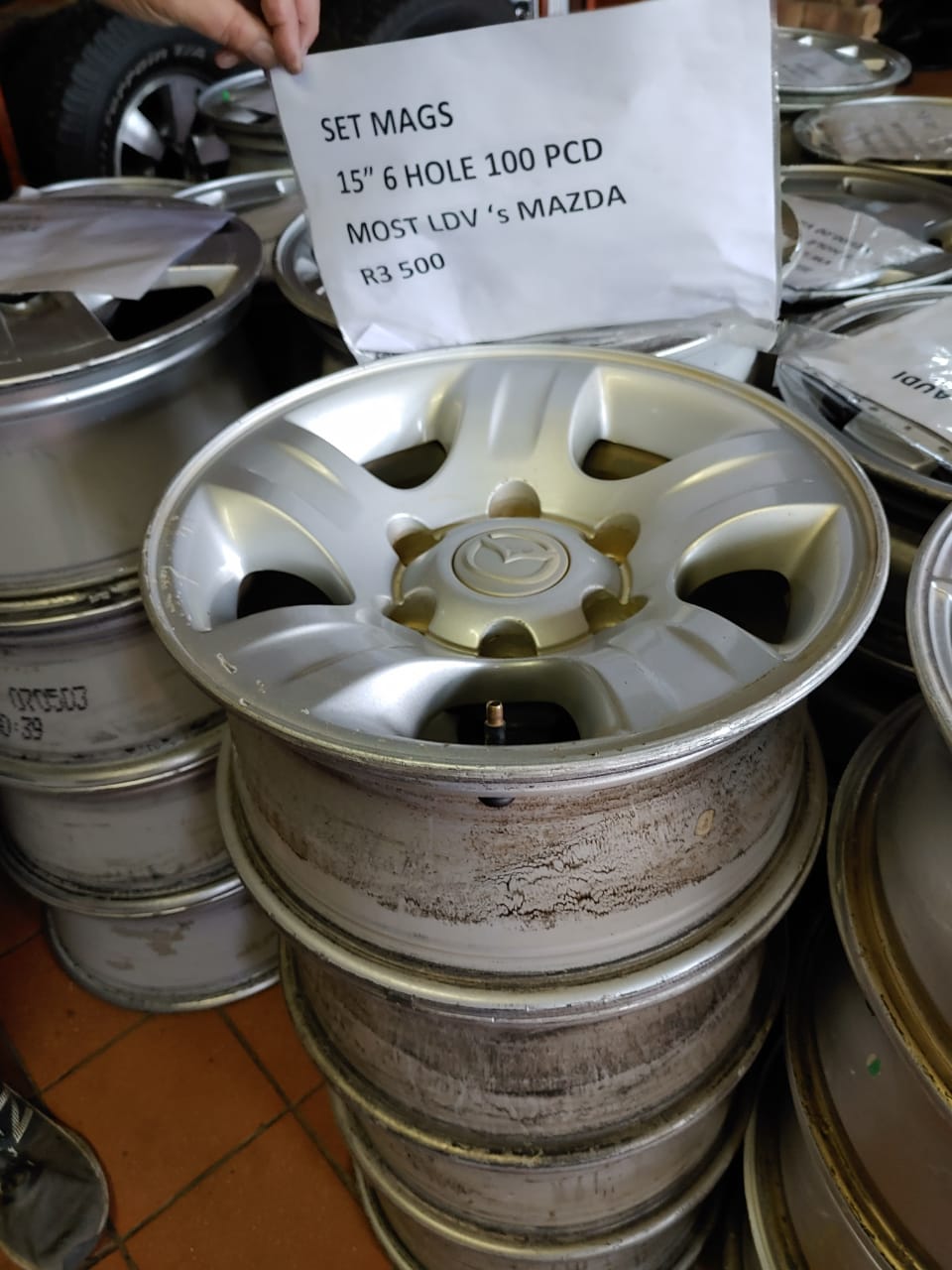 Set of  Mags 15" 6 Hole 100 PCD most LDV's Mazda for sale