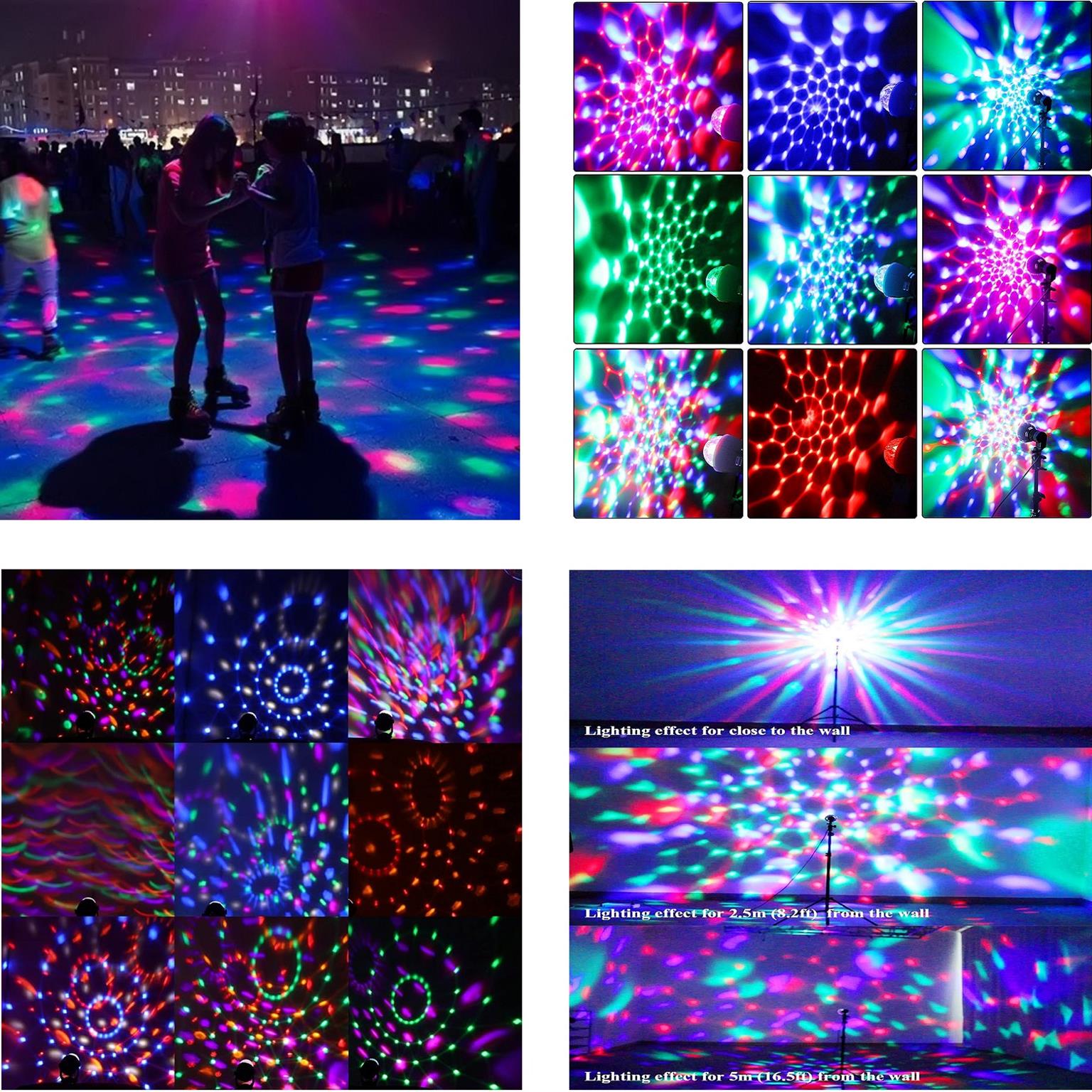 Auto Rotating DJ Party Disco Stage MultiColour RGB LED E27 Socket Crystal Lamp.