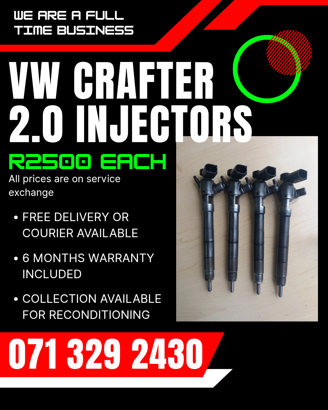 VW CRAFTER 2.0 DIESEL INJECTORS FOR SALE WITH WARRANTY - Private Seller VW CRAFTER 2.0 DIESEL INJECTORS FOR SALE WITH WARRANTY - Private Seller