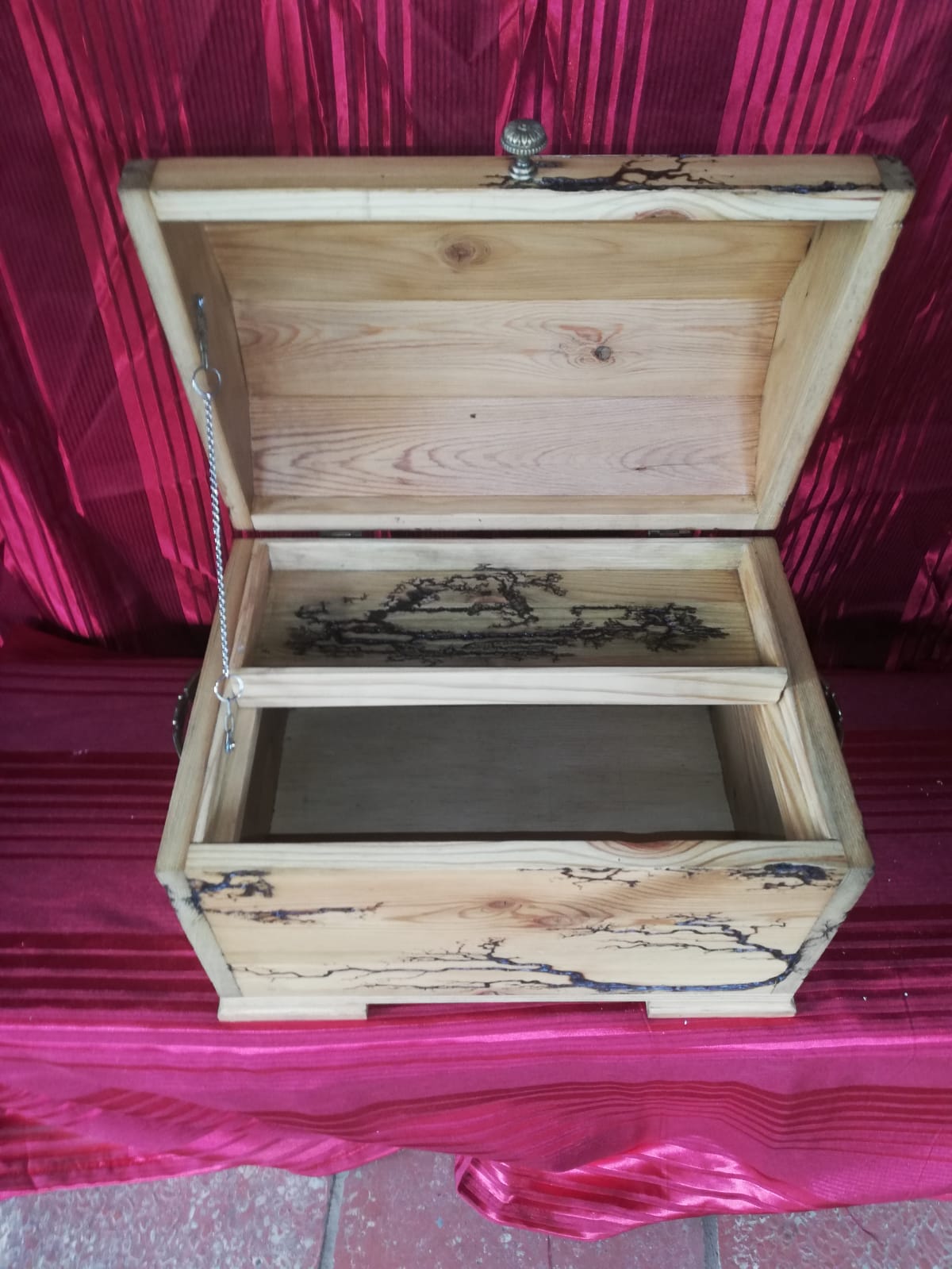 Solid Oregon Pine Wooden Jewellery Box