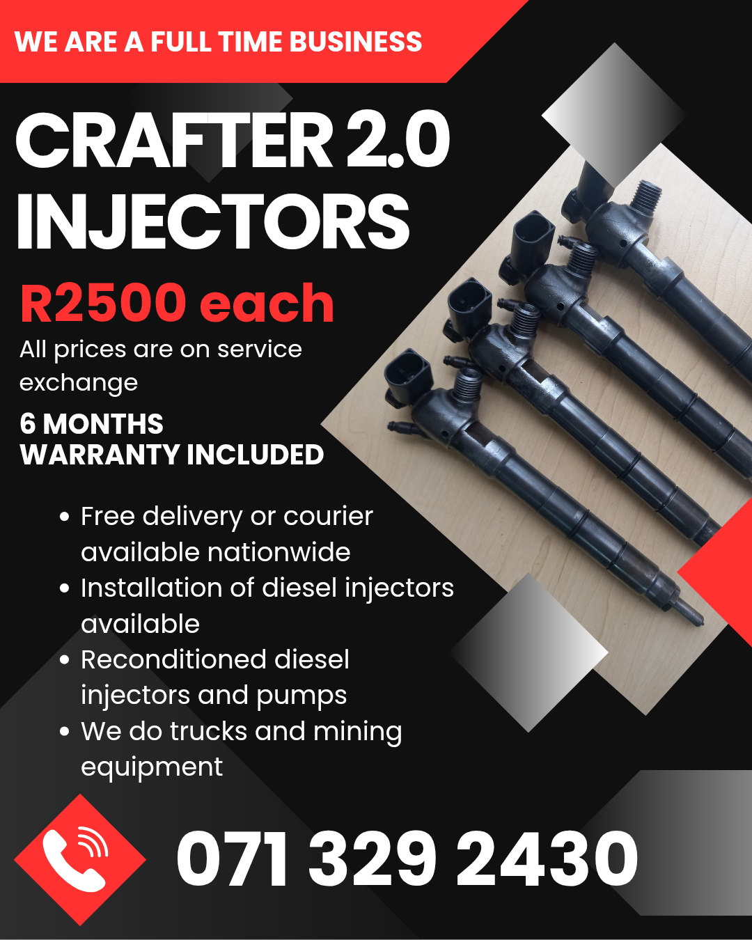 VW CRAFTER 2.0 INJECTORS FOR SALE WITH WARRANTY - Private Seller VW CRAFTER 2.0 INJECTORS FOR SALE WITH WARRANTY - Private Seller