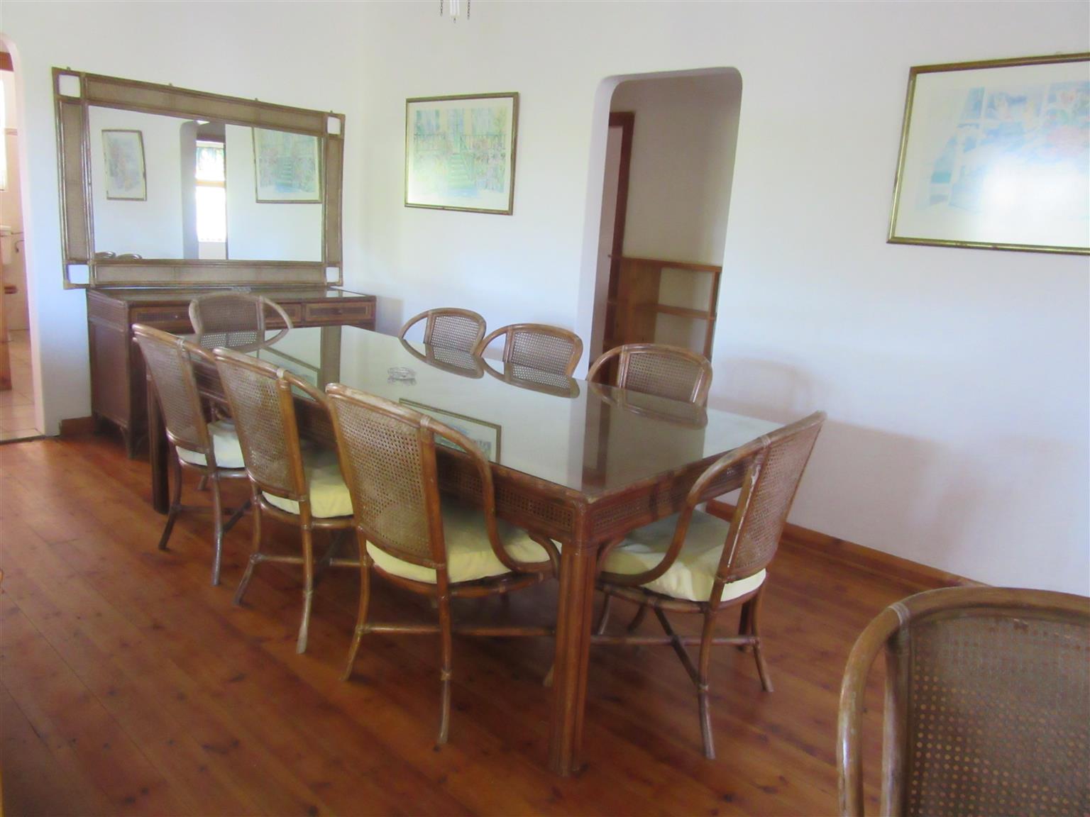 12 SEATER CANE GLASS TOP DINING ROOM TABLE 2 HALF