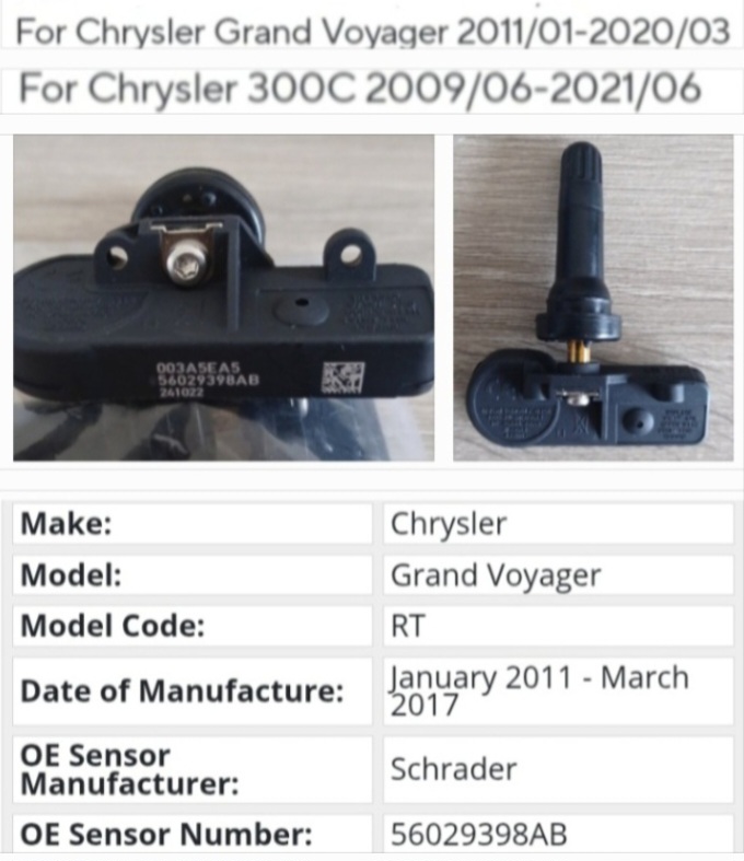 Chrysler TPMS tyre pressure monitor sensors and valves - Private Seller Chrysler TPMS tyre pressure monitor sensors and valves - Private Seller