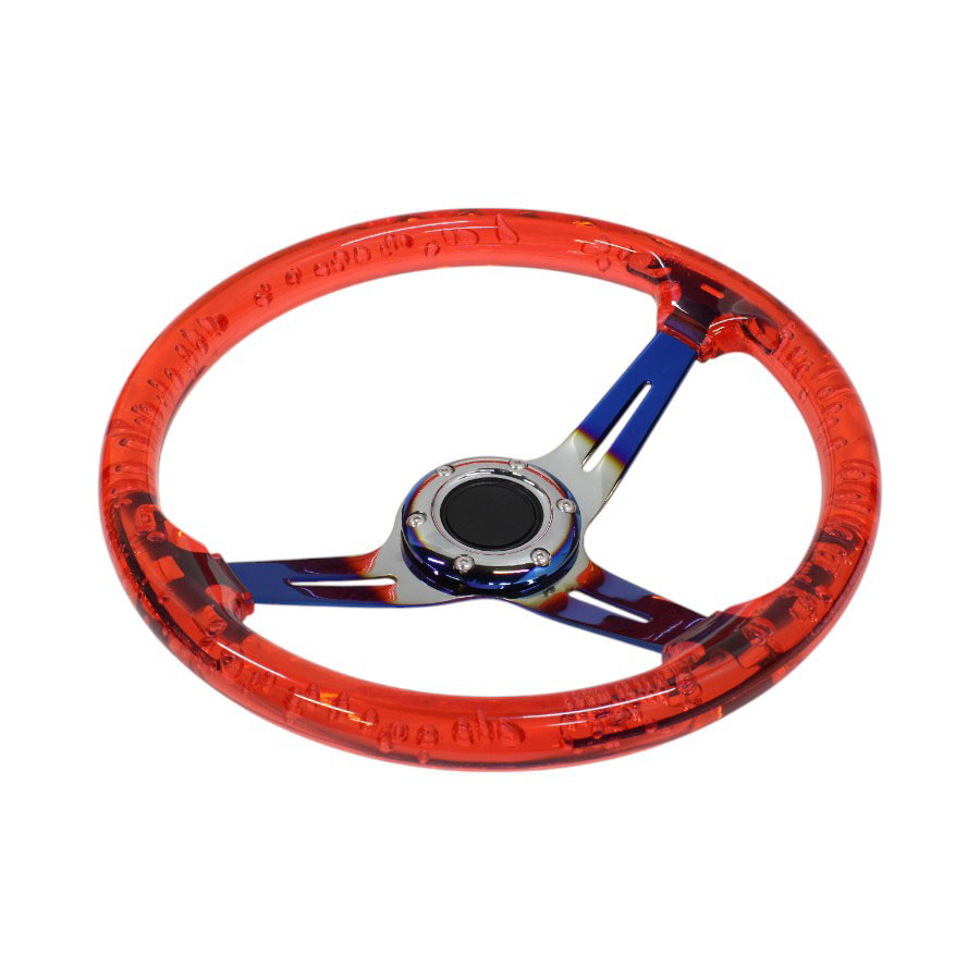 GripForge Resin Gel Design Concave Sports Steering Wheel – 14″ (red)