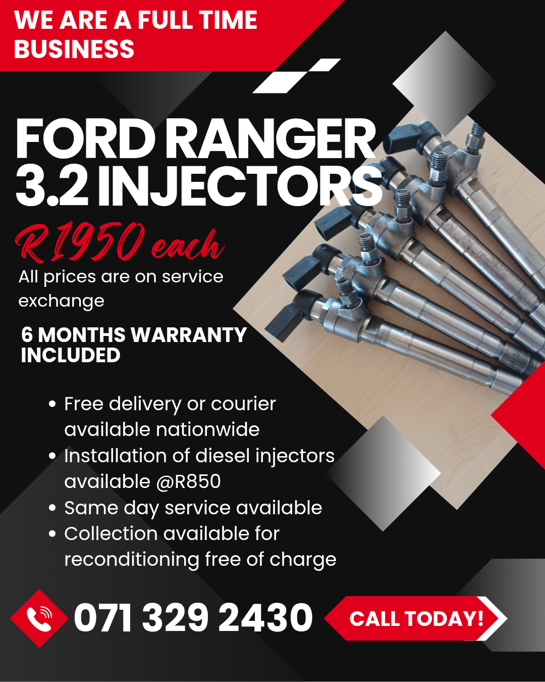 FORD RANGER 3.2 INJECTORS FOR SALE WITH WARRANTY - Private Seller FORD RANGER 3.2 INJECTORS FOR SALE WITH WARRANTY - Private Seller