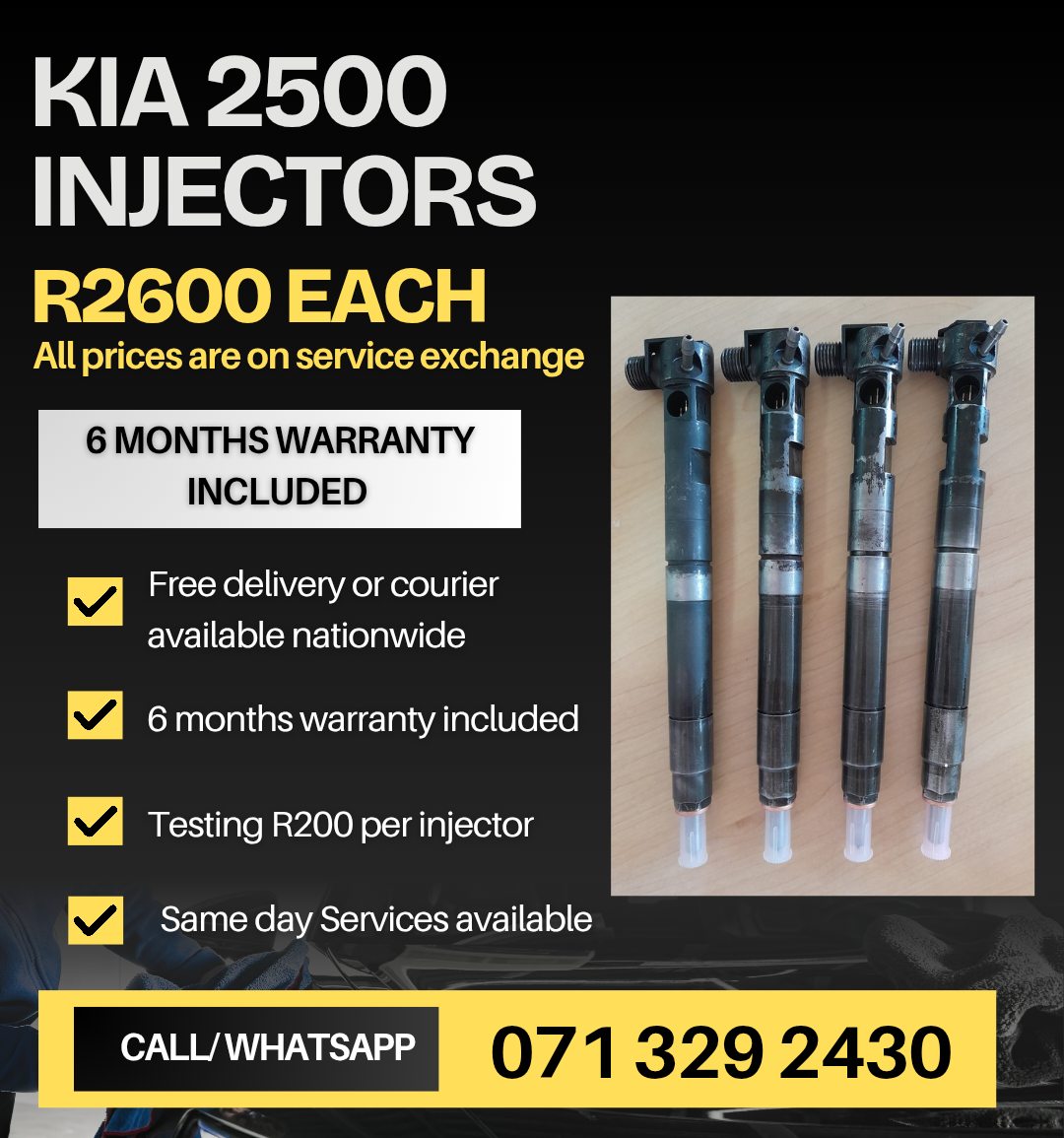 KIA 2500 DIESEL INJECTORS FOR SALE WITH WARRANTY - Private Seller KIA 2500 DIESEL INJECTORS FOR SALE WITH WARRANTY - Private Seller