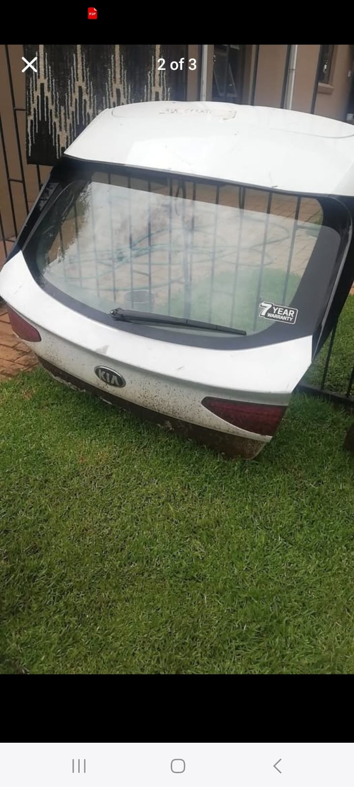 Kia Cerato Tailgate complete with Window - Private Seller