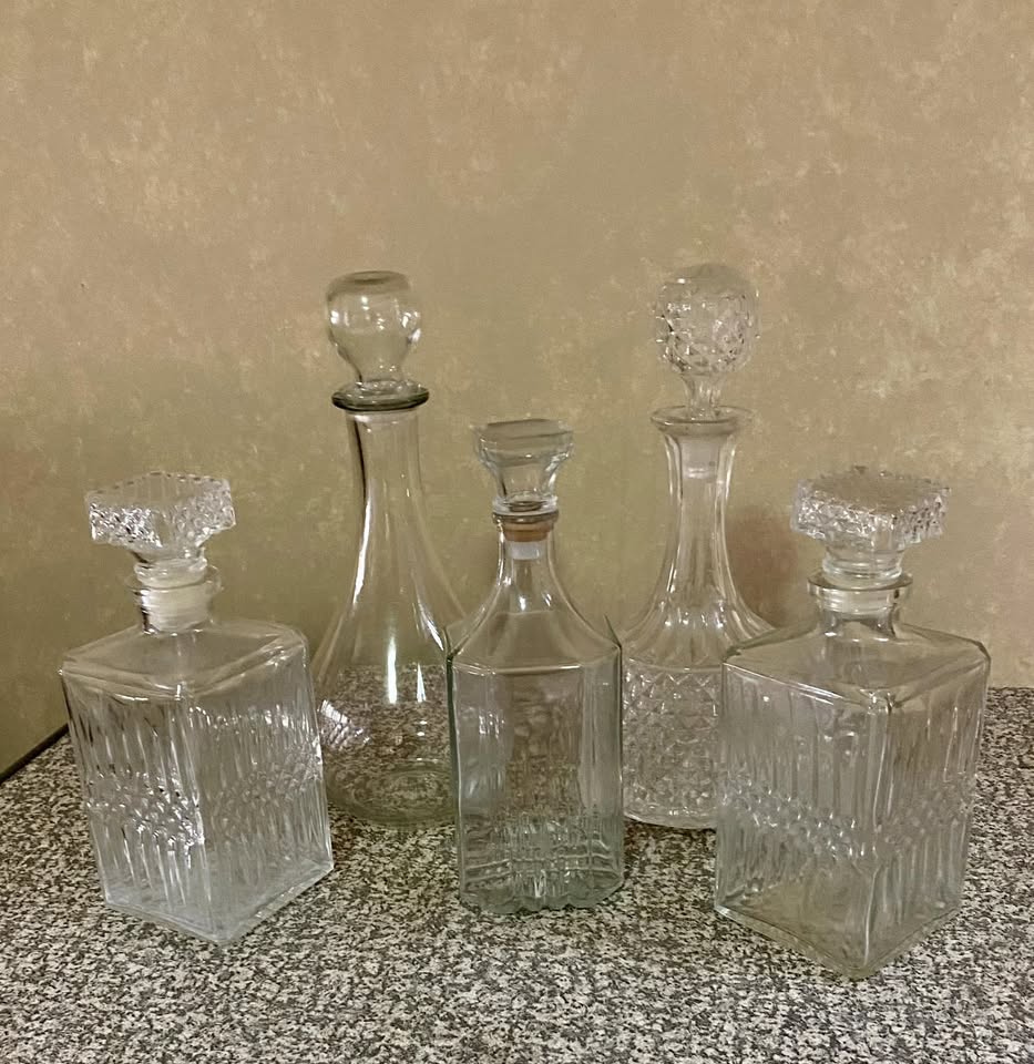 five rare vintage whiskey decanters five rare vintage whiskey decanters