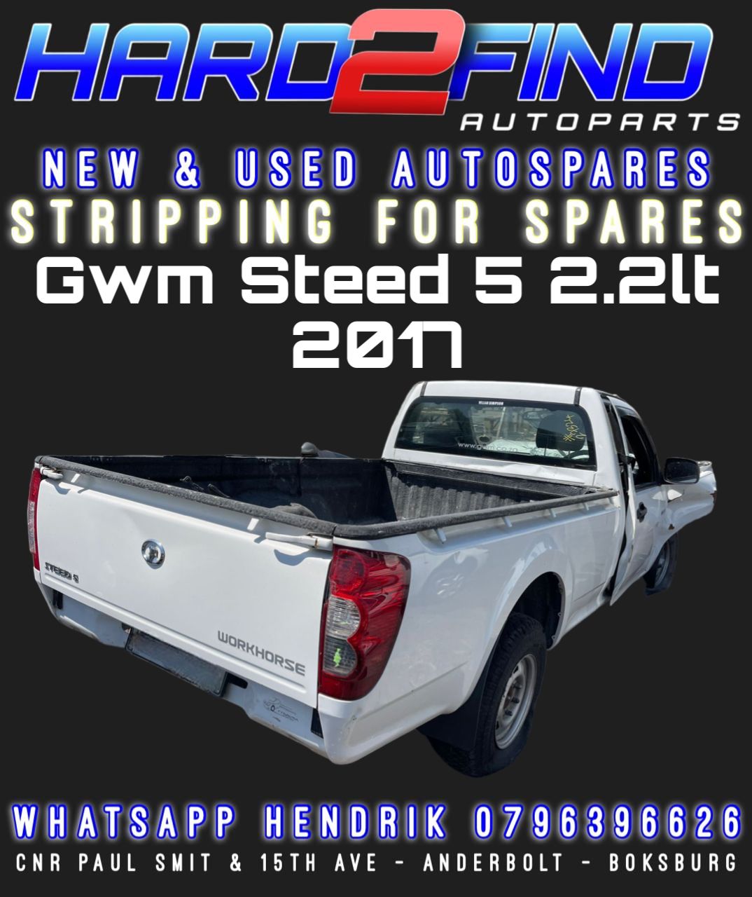 2017 GWM STEED 5 2.2LT STRIPPING FOR SPARES - Private Seller 2017 GWM STEED 5 2.2LT STRIPPING FOR SPARES - Private Seller