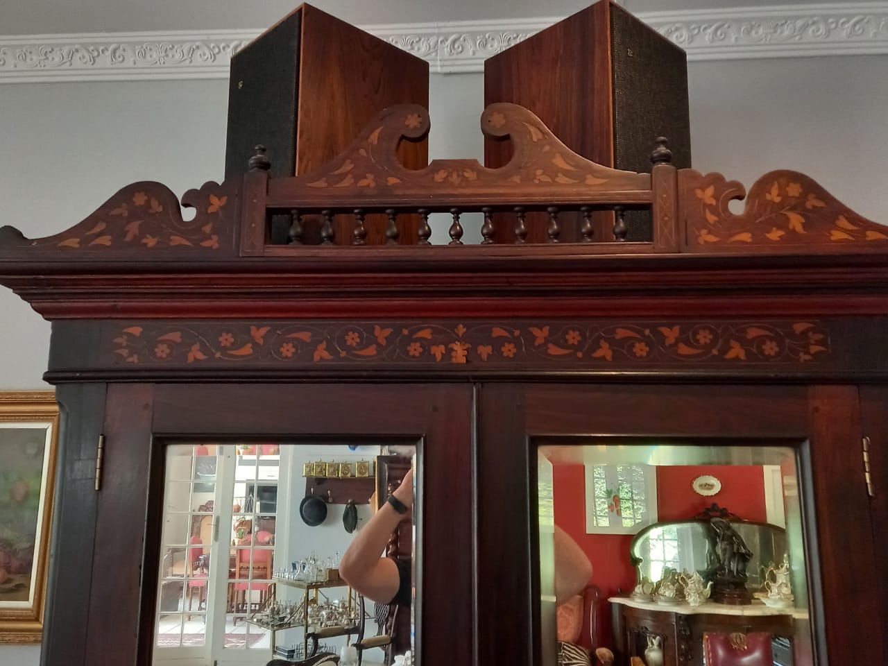 Highly ornate wallnut wardrobe with inlays