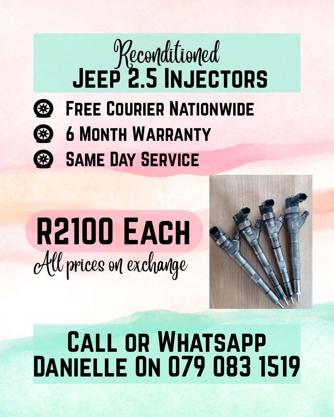 JEEP 2.5 INJECTORS FOR SALE WITH WARRANTY INCLUDED - Private Seller JEEP 2.5 INJECTORS FOR SALE WITH WARRANTY INCLUDED - Private Seller