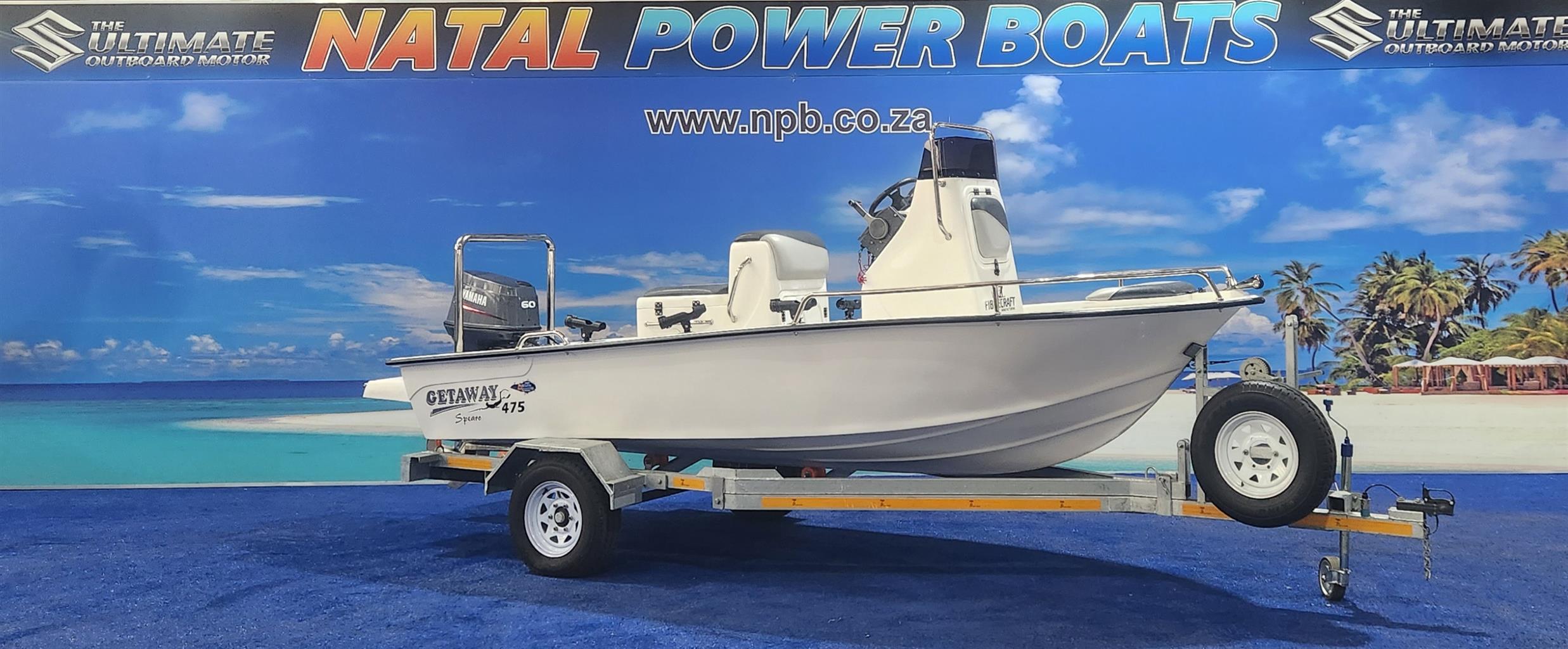 GETAWAY 475 SPEARO ON TRAILER 60 HP YAMAHA 2 STROKE 234 HOURS