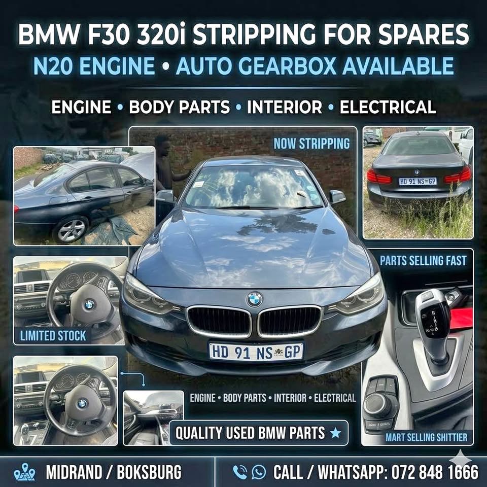 BMW F30 320i N20 AUTO 2014 – STRIPPING FOR SPARES - Private Seller BMW F30 320i N20 AUTO 2014 – STRIPPING FOR SPARES - Private Seller