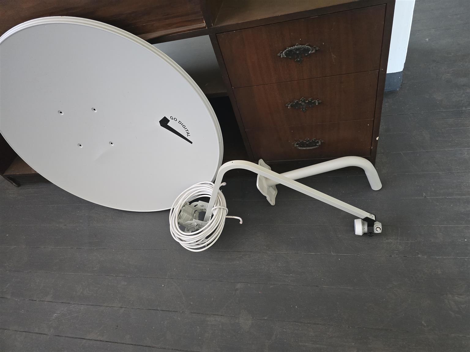 Digital satellite set top box with dish Digital satellite set top box with dish