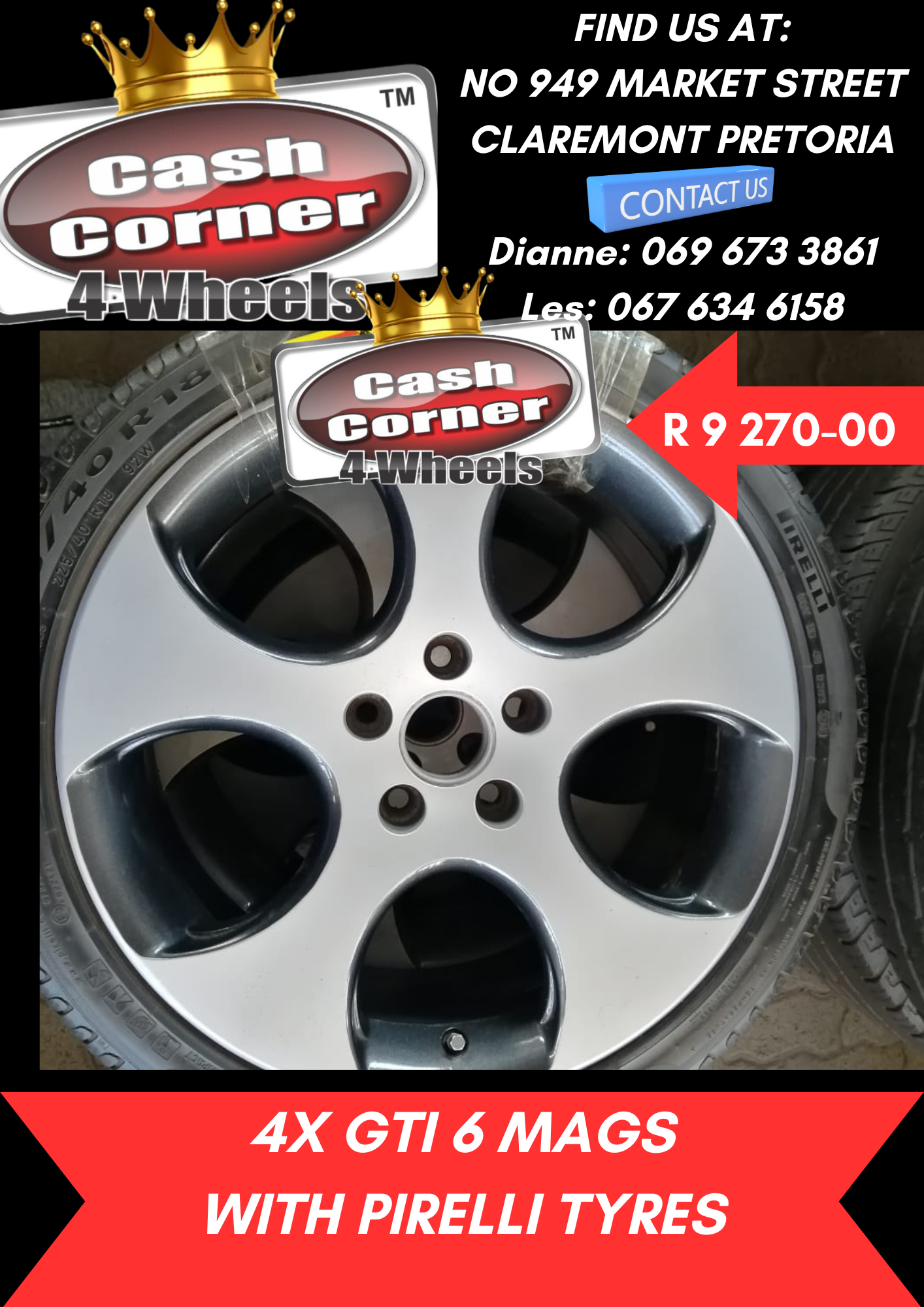 4 X 18" 5 HOLE GTI 6 MAGS & TYRES - Private Seller 4 X 18" 5 HOLE GTI 6 MAGS & TYRES - Private Seller