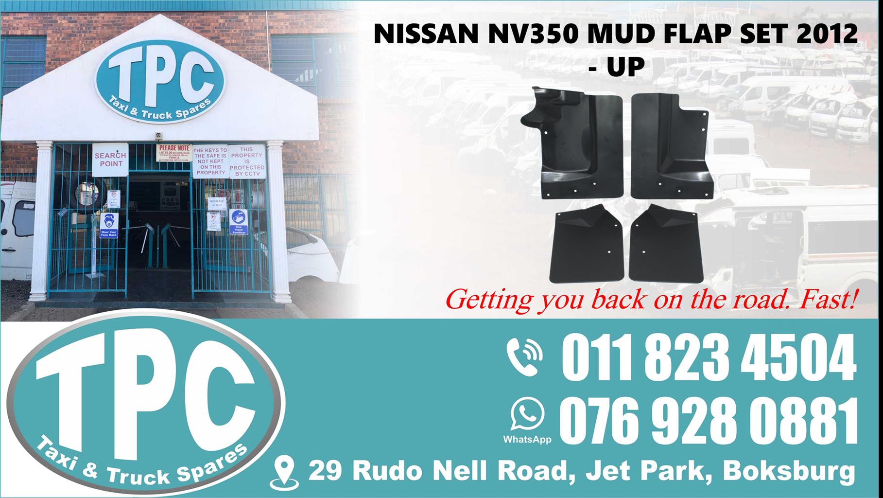 Nissan NV350 Mud Flap Set 2012 - Up - For Sale at TPC
