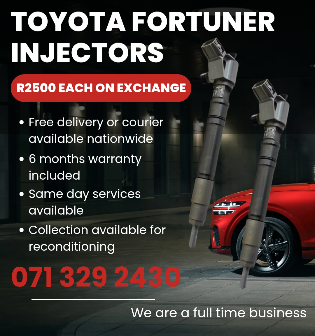 TOYOTA FORTUNER DIESEL INJECTORS FOR SALE WITH WARRANTY - Private Seller TOYOTA FORTUNER DIESEL INJECTORS FOR SALE WITH WARRANTY - Private Seller