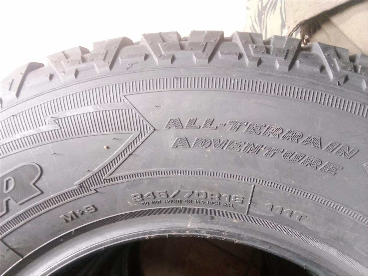 Am selling new tires brand name is Goodyear Wrangler as a set of 4 - Private Seller Am selling new tires brand name is Goodyear Wrangler as a set of 4 - Private Seller