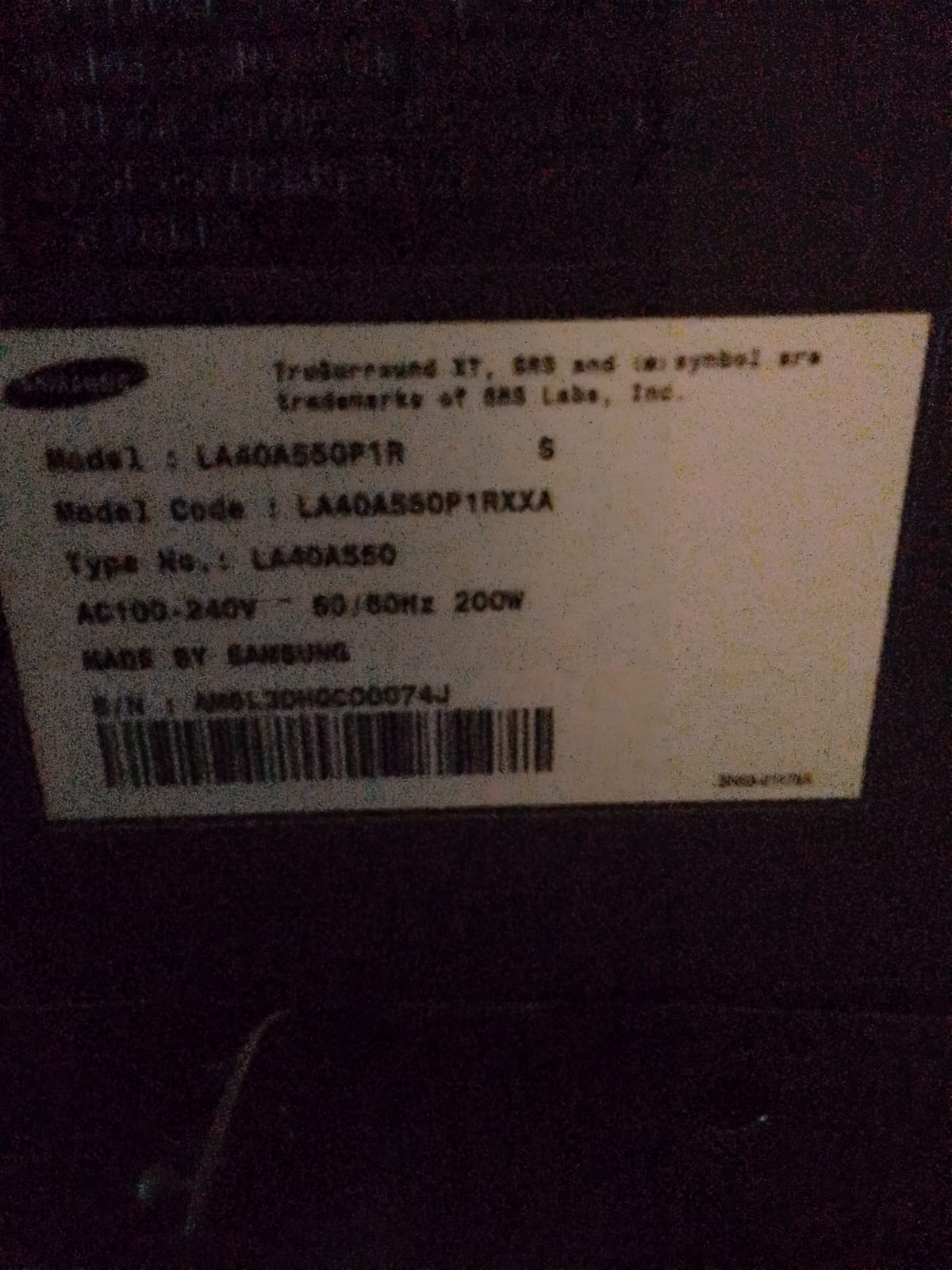 Samsung 40” HD TV (Model: LA40A550F1RXXA) – Perfect for Movies & Gaming!