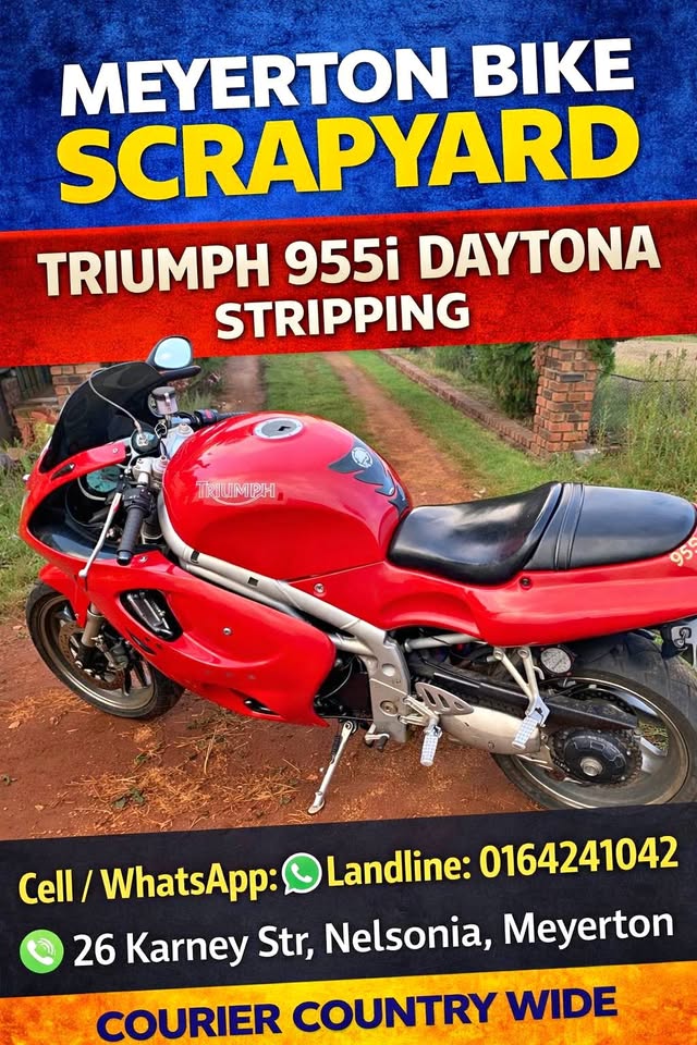 Triumph Daytona 955i stripping for spares. Meyerton bike scrapyard new & secondhand spares. Andre - Private Seller Triumph Daytona 955i stripping for spares. Meyerton bike scrapyard new & secondhand spares. Andre - Private Seller