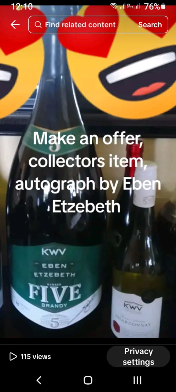 Collectors Item, 5l Brandy autograph by Eben Etzebeth Collectors Item, 5l Brandy autograph by Eben Etzebeth