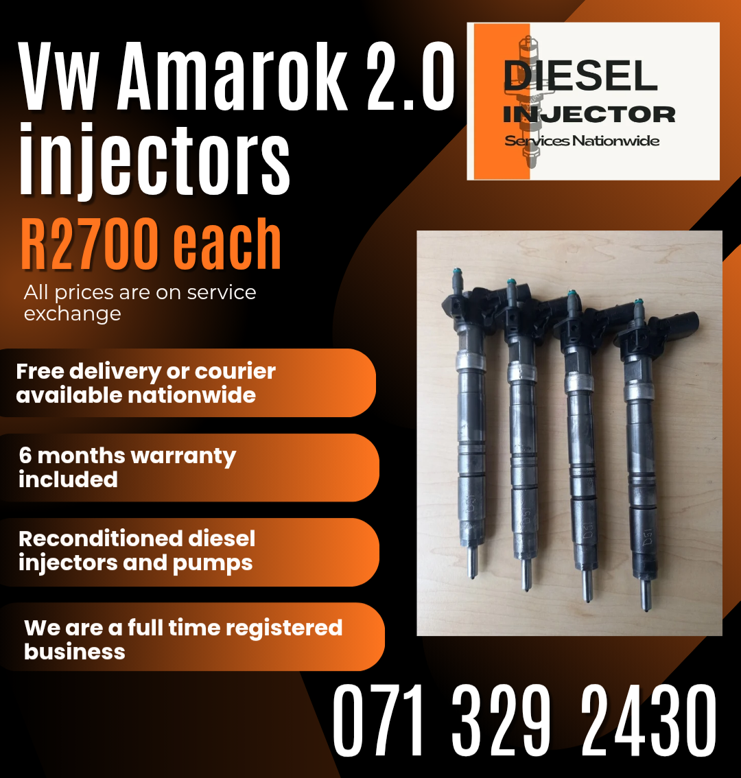 VW AMAROK 2.0 INJECTORS FOR SALE WITH WARRANTY INCLUDED - Private Seller VW AMAROK 2.0 INJECTORS FOR SALE WITH WARRANTY INCLUDED - Private Seller
