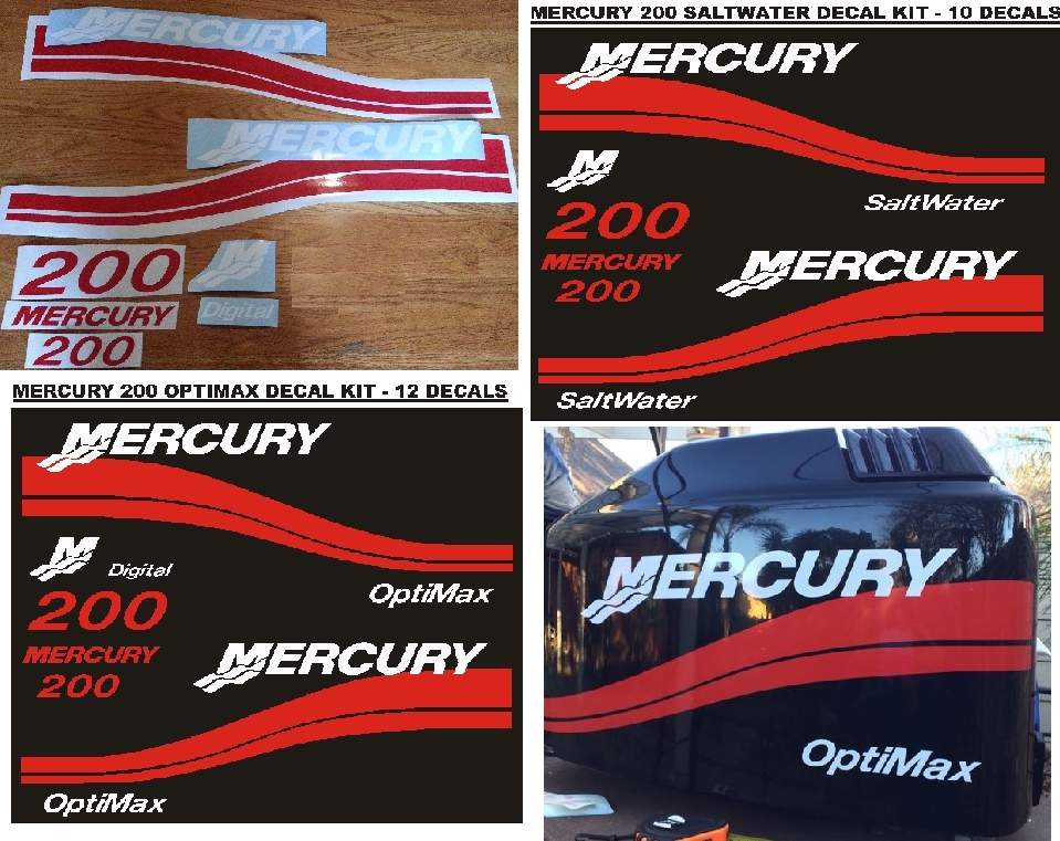 Mercury 125 outboard motor cowl decals stickers vinyl cut graphics kits