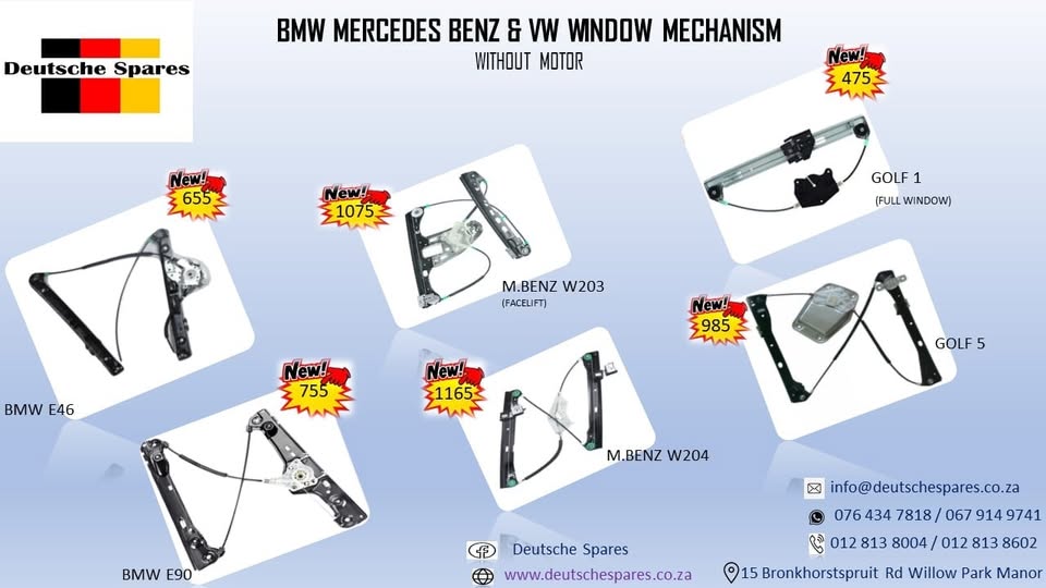 BMW, MERCEDES-BENZ & VOLKSWAGEN WINDOW MECHANISM WITH NO MOTOR PROMOTION - Private Seller