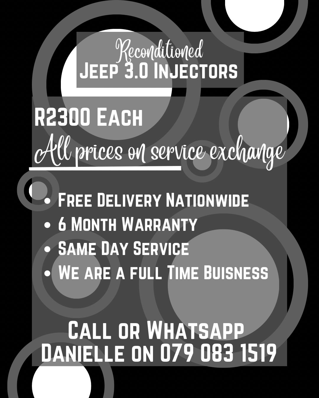 JEEP 3.0 INJECTORS FOR SALE WITH WARRANTY INCLUDED - Private Seller JEEP 3.0 INJECTORS FOR SALE WITH WARRANTY INCLUDED - Private Seller