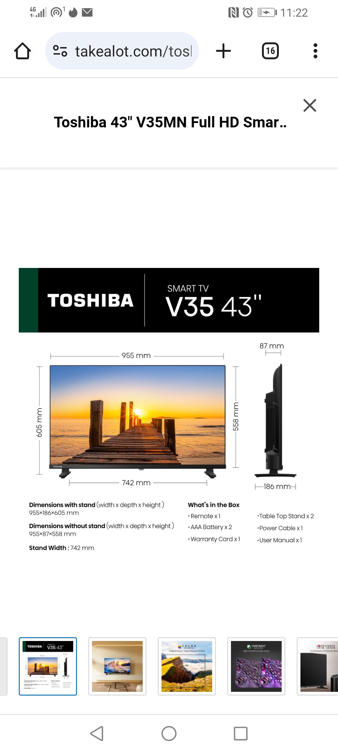 Toshiba 43" V35MN Full HD Smart LED TV with Digital Tuner & Dolby Audio