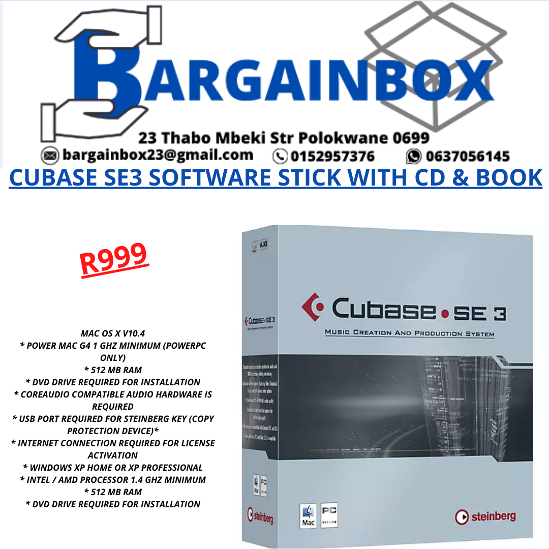 CUBASE SE3 SOFTWARE STICK WITH CD & BOOK
