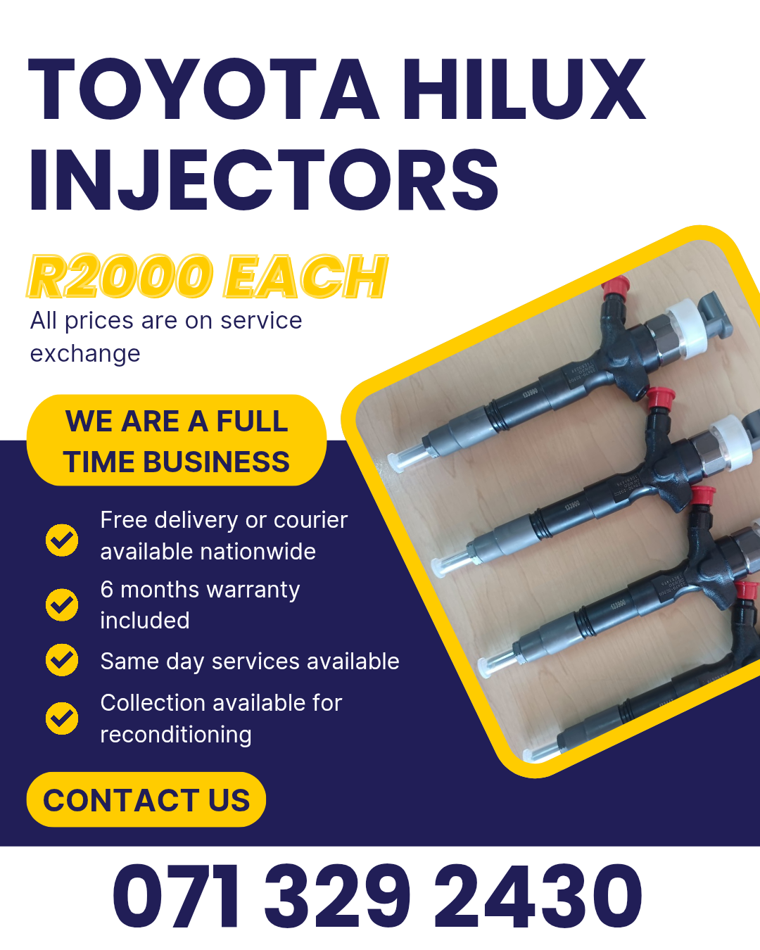TOYOTA HILUX DIESEL INJECTORS FOR SALE WITH WARRANTY - Private Seller TOYOTA HILUX DIESEL INJECTORS FOR SALE WITH WARRANTY - Private Seller