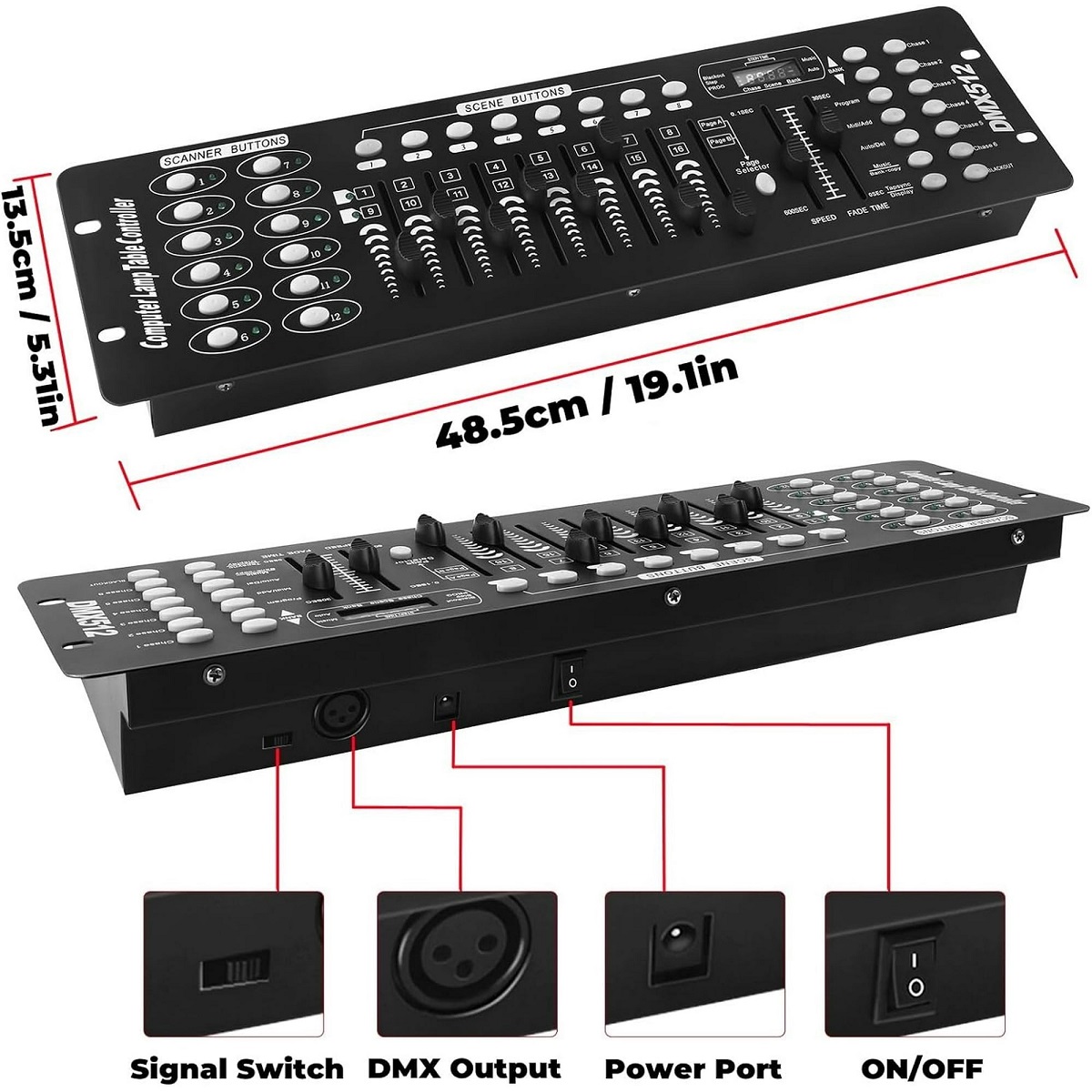 DMX512 Controller Console 192 Ch Light Effects for DJs, Disco, Stage, Party