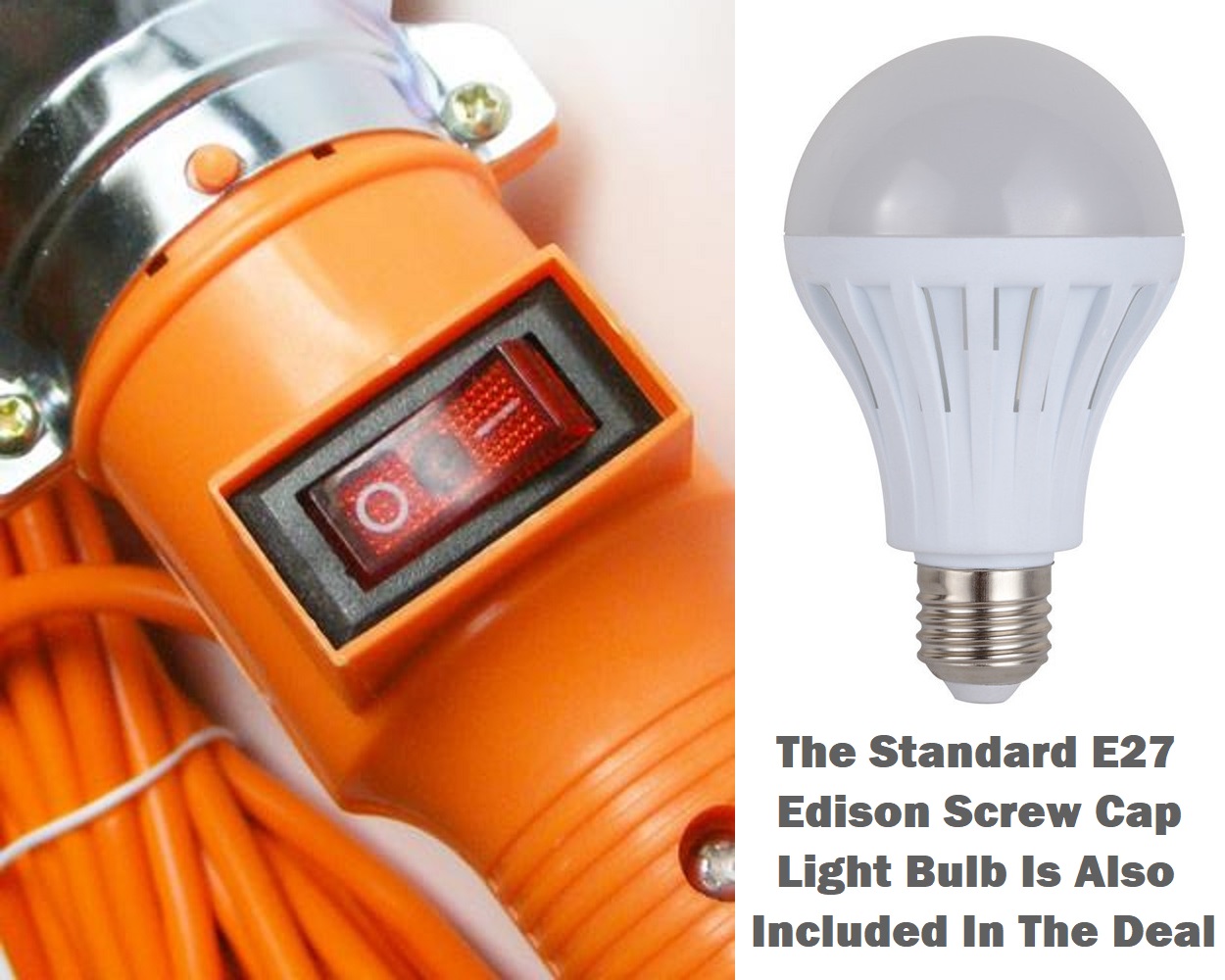 Heavy Duty Portable Electric Hand Held Lamp with Extension Cable + LED ...