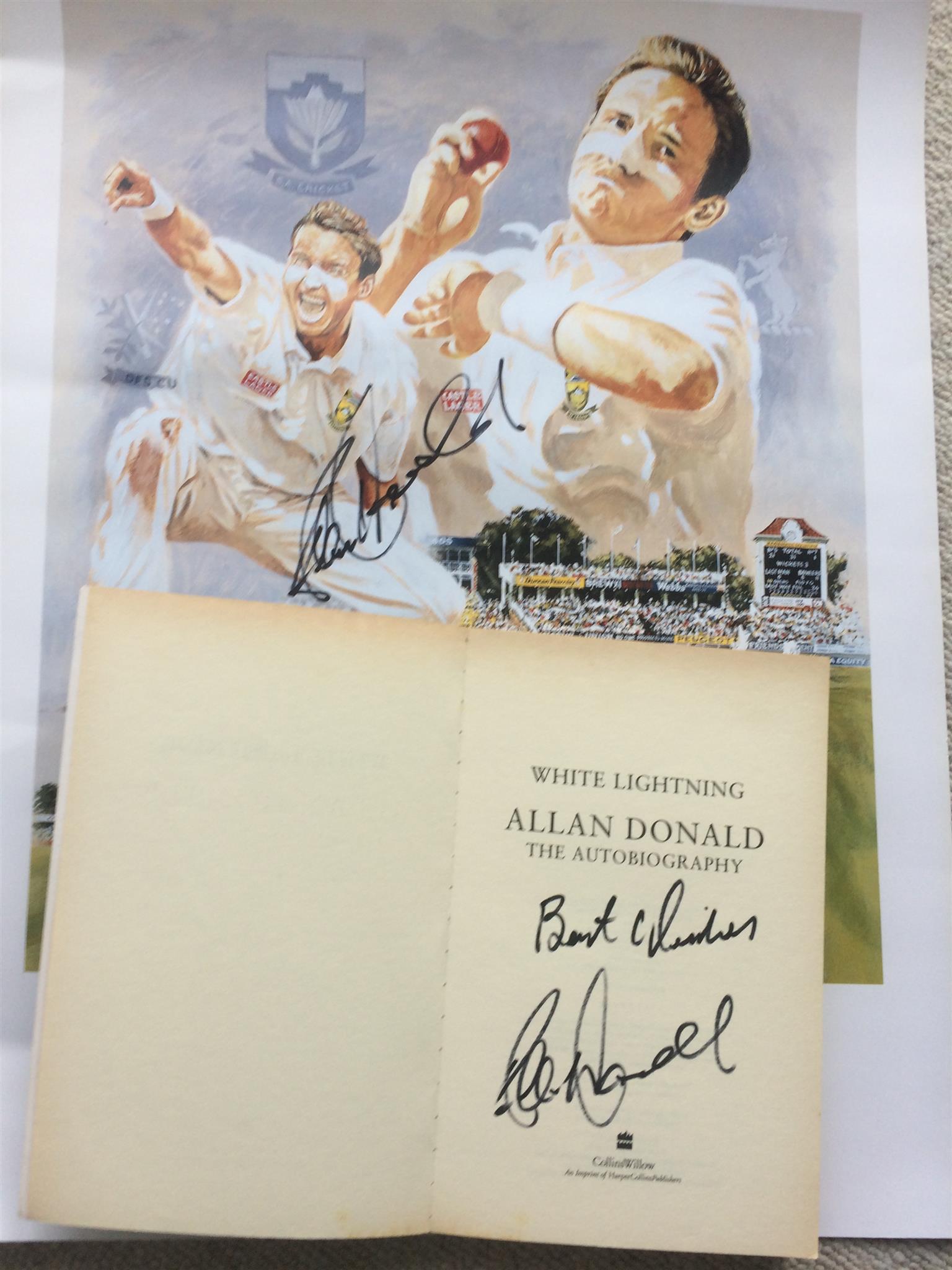Allan Donald Framed Signed Litho Print And White Lighting Book See Picture Allan Donald Framed Signed Litho Print And White Lighting Book See Picture