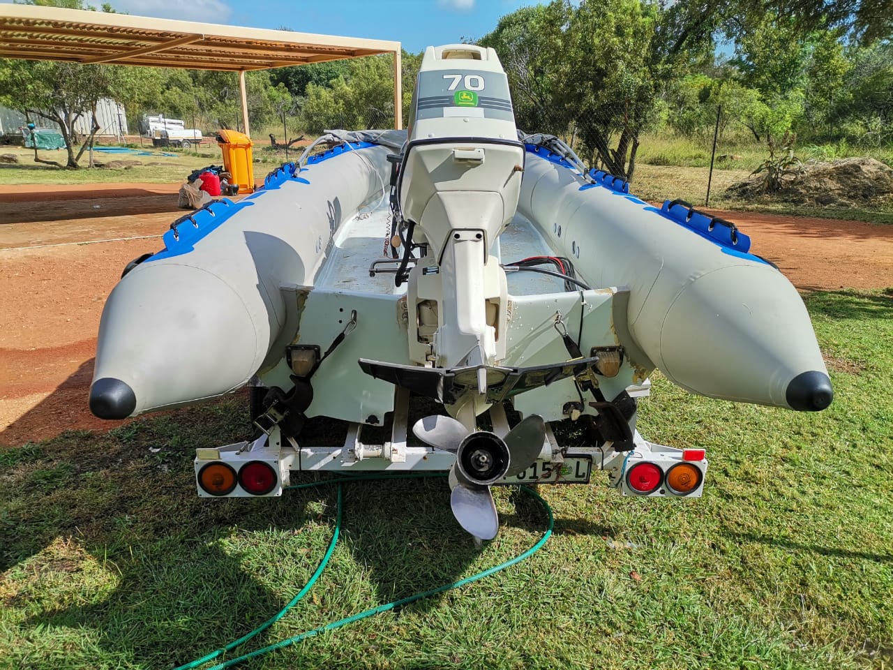 Rubber Duck with 70hp Johnson motor. New pontoons/ Junk Mail