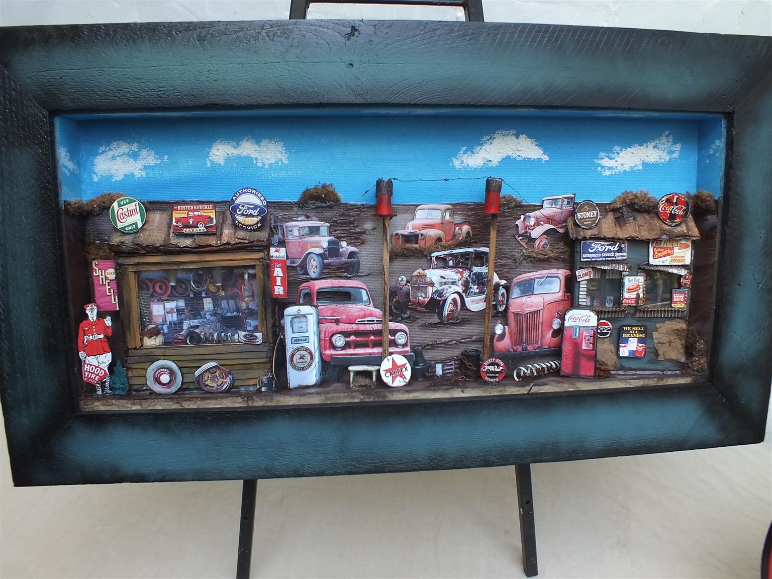 Vintage Ford Garage 3 D Diorama Art For Sale