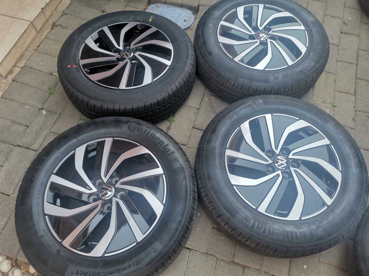 VW POLO TSi/Vivo 15"OEM mags with FAIRLY NEW 185/65/15 Continental x3 & x1 - Private Seller VW POLO TSi/Vivo 15"OEM mags with FAIRLY NEW 185/65/15 Continental x3 & x1 - Private Seller
