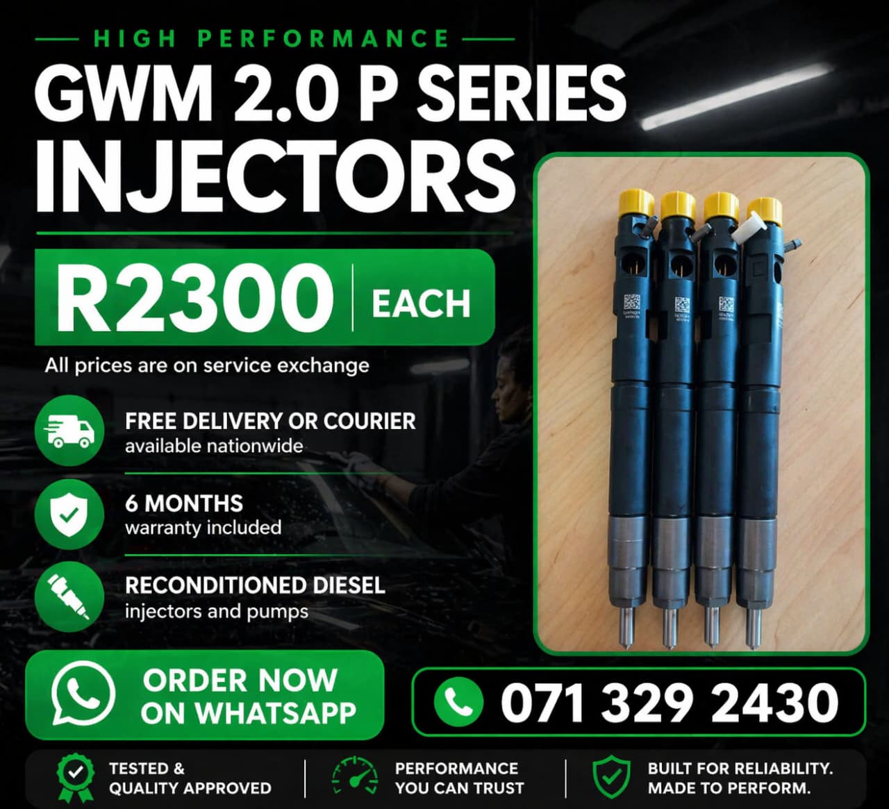 GWM 2.0 P SERIES INJECTORS FOR SALE - Private Seller GWM 2.0 P SERIES INJECTORS FOR SALE - Private Seller