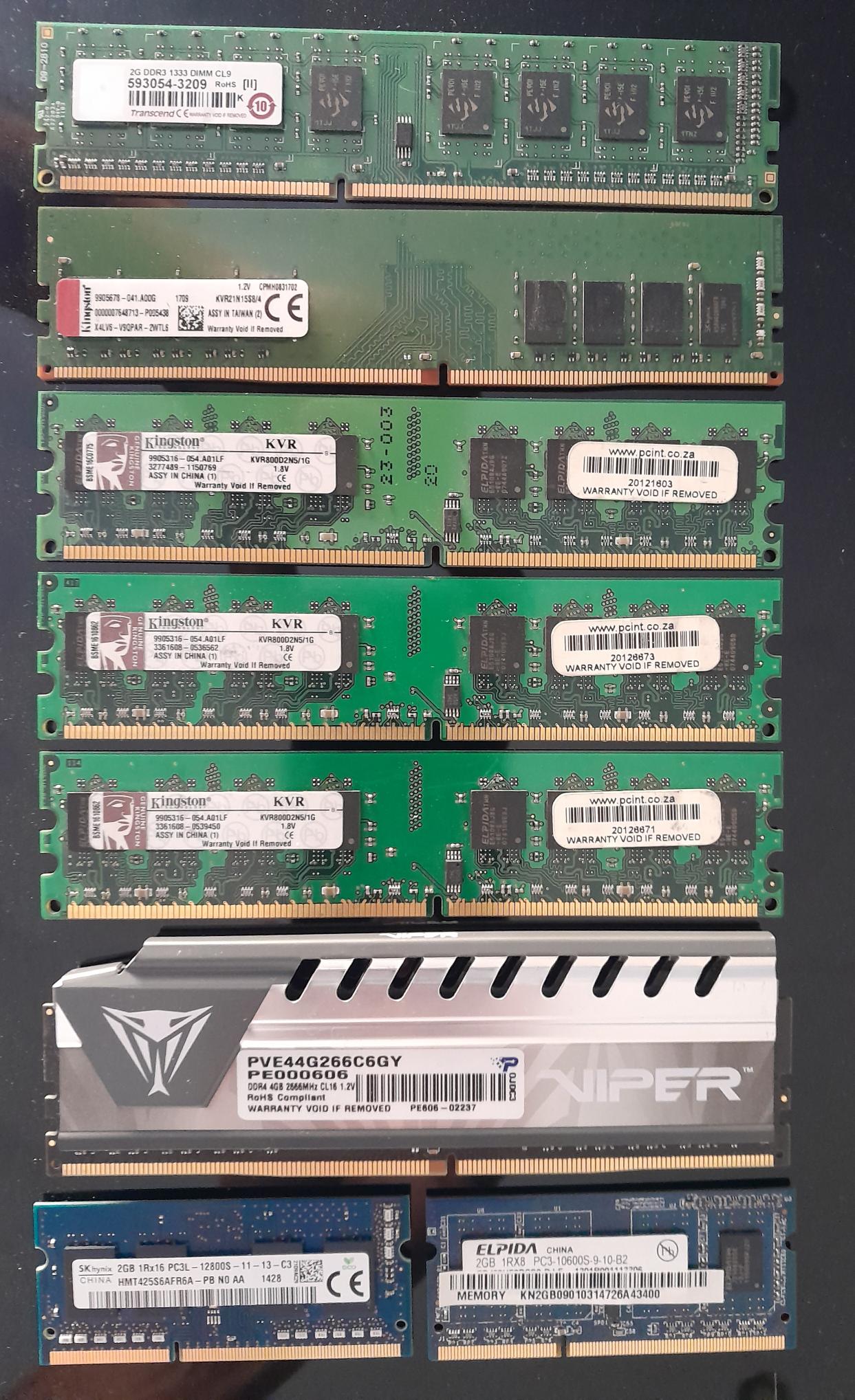 Identifying Ram Sticks RAM computer mem sticks | Junk Mail Marketplace