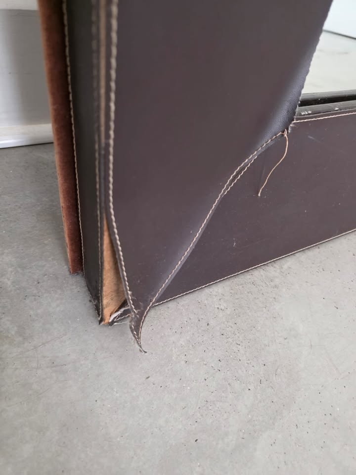 Large Leather Framed Dressing Room Mirror.