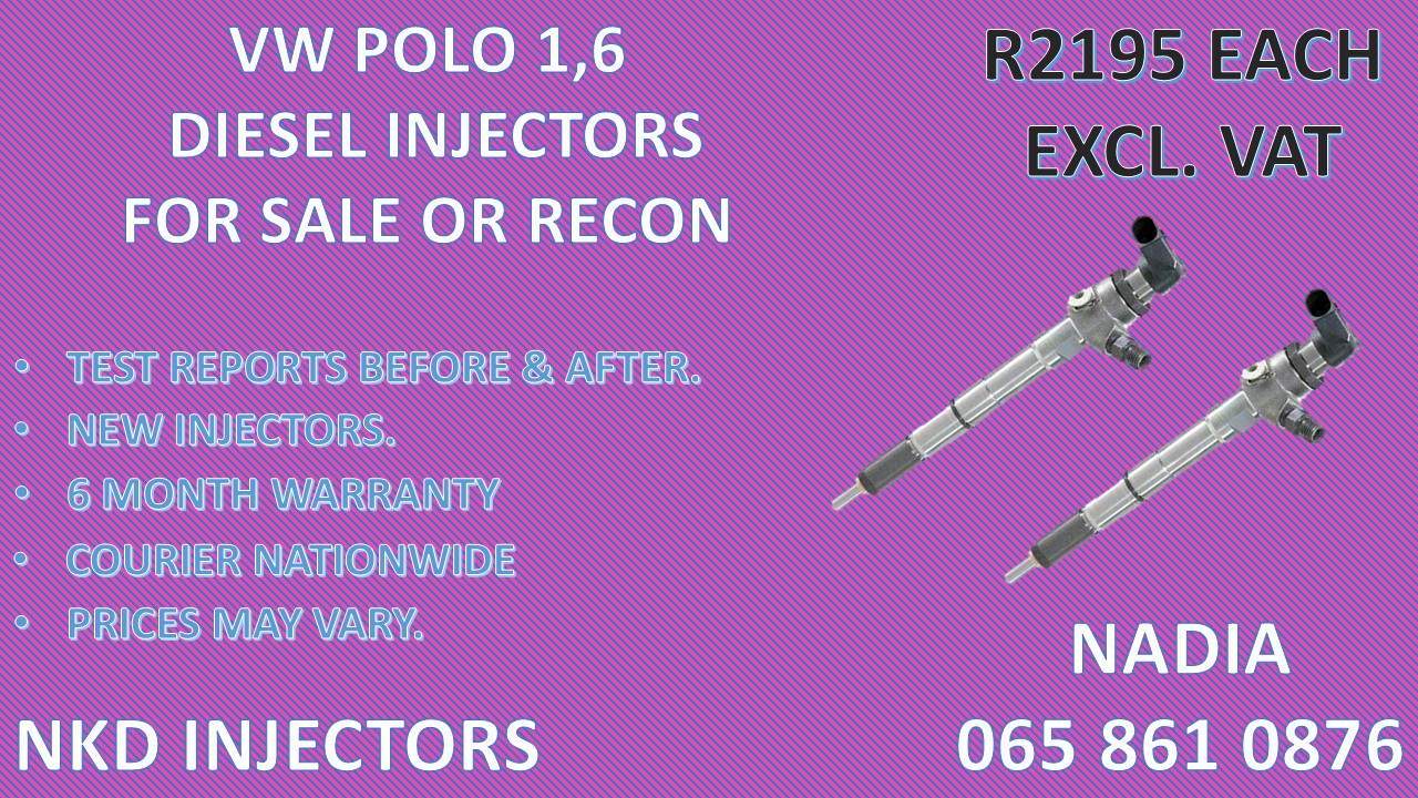 DIESEL INJECTORS FOR SALE FOR VW POLO 1.6 WARRANTY INCLUDED - Private Seller DIESEL INJECTORS FOR SALE FOR VW POLO 1.6 WARRANTY INCLUDED - Private Seller