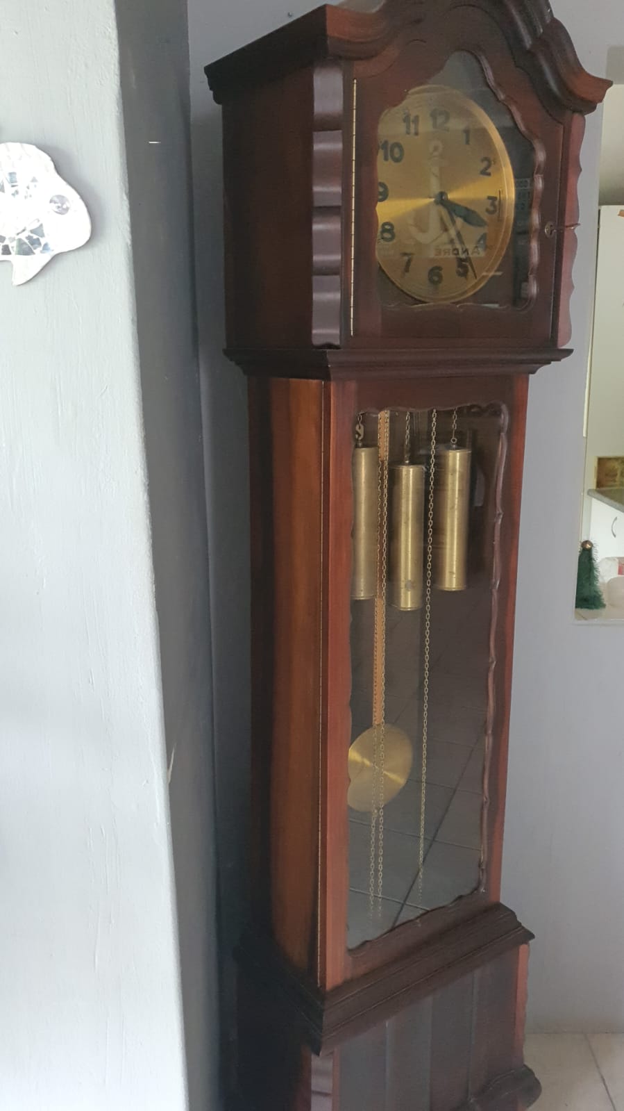 Antique German hand crafted grandfather clock.  Swarthout from Knysna