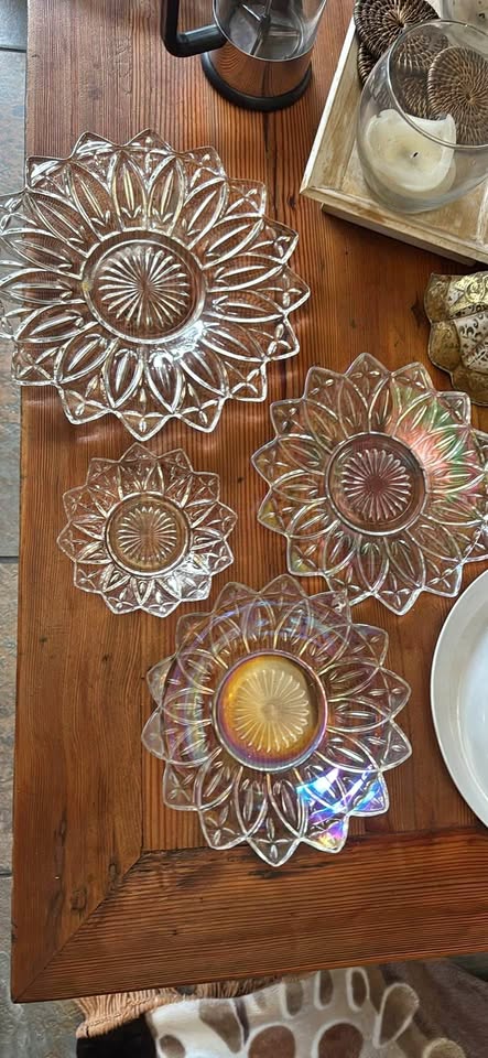 Vintage Carnival glass plates and bowls