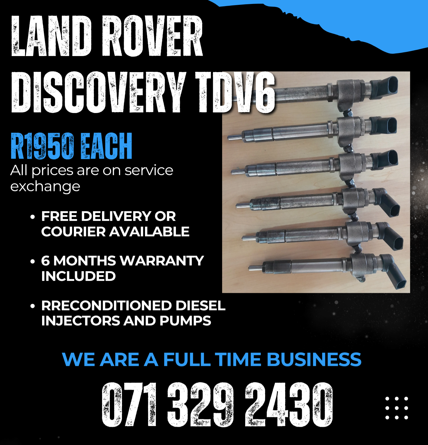 LAND ROVER DISCOVERY TDV6 INJECTORS FOR SALE WITH WARRANTY - Private Seller LAND ROVER DISCOVERY TDV6 INJECTORS FOR SALE WITH WARRANTY - Private Seller