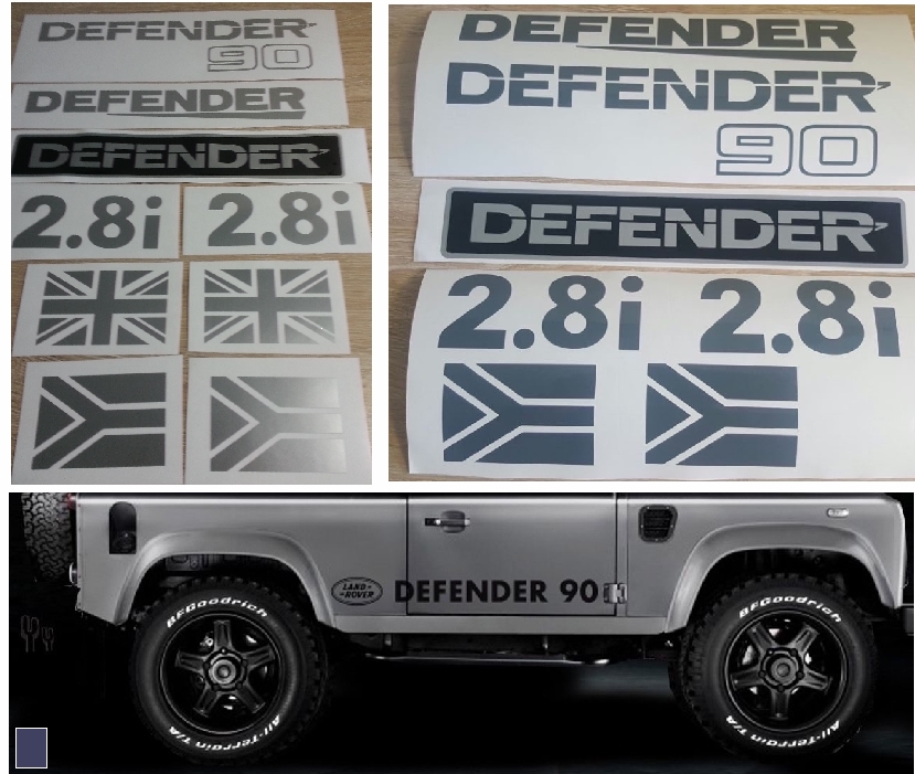Land Rover 90 Defender decals stickers  vinyl cut graphics sets
