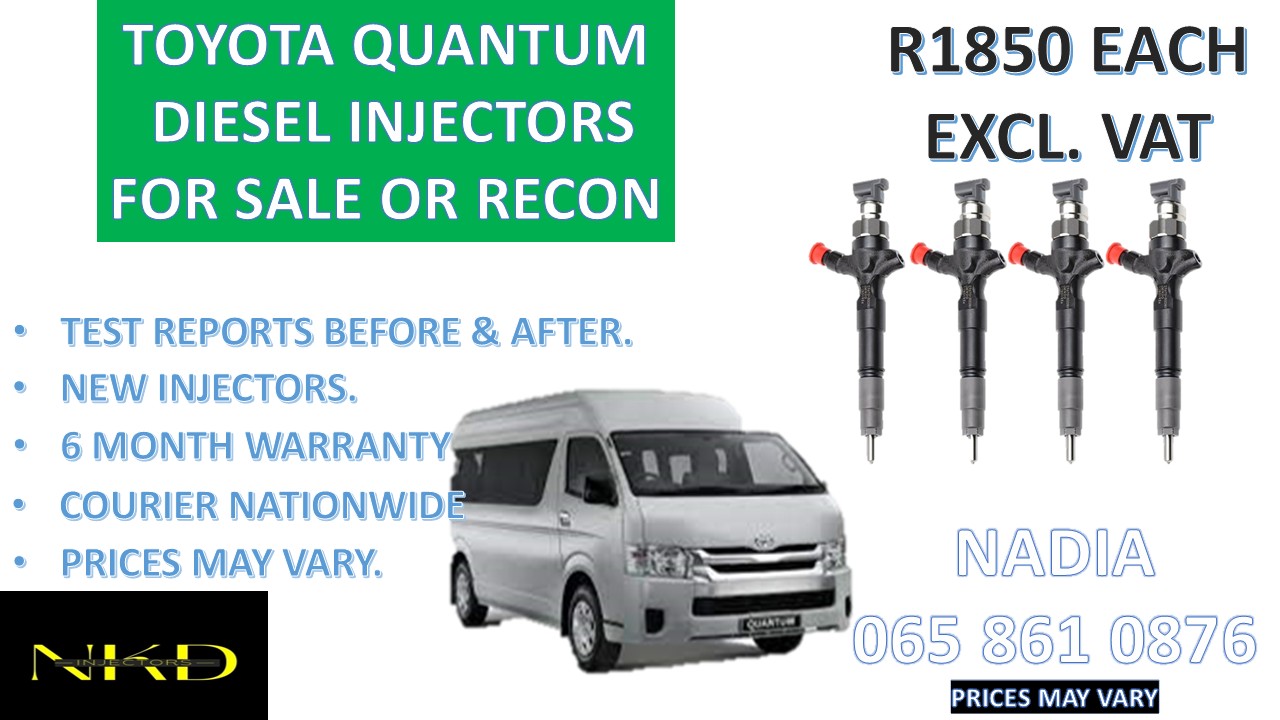 DIESEL INJECTORS FOR SALE FOR TOYOTA QUANTUM - NATIONWIDE - Private Seller DIESEL INJECTORS FOR SALE FOR TOYOTA QUANTUM - NATIONWIDE - Private Seller