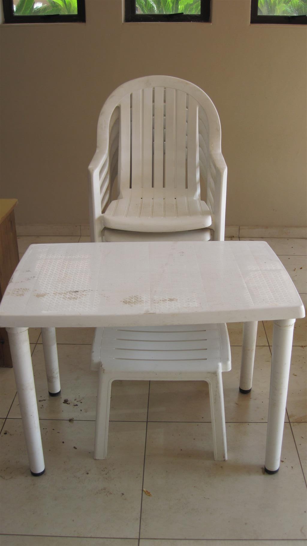 plastic chair and table