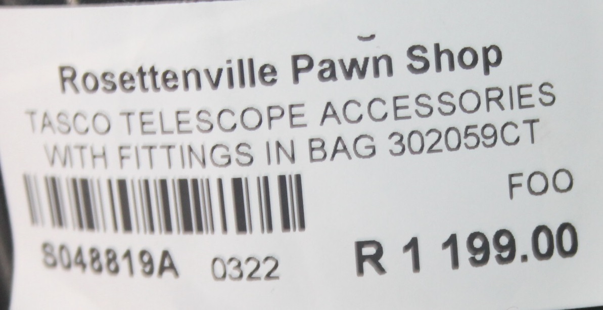 Tasco telescope w/ accessories & fittings in bag S048819A
